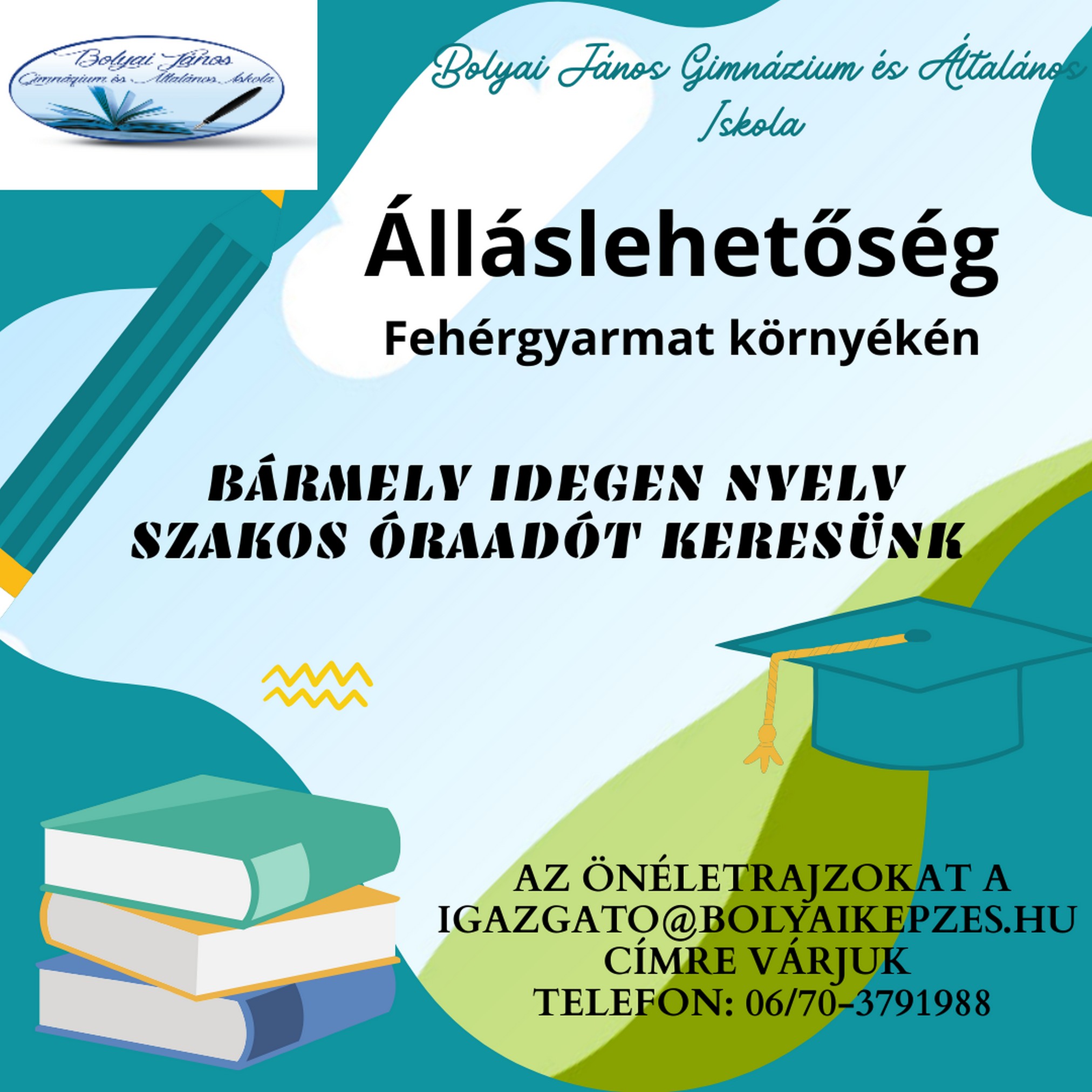 Álláslehetőség - Bármely idegen nyelv szakos óraadót keresünk!